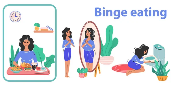 Binge Eating Infographies plates — Image vectorielle