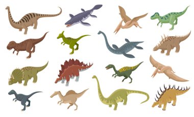 Isometric Dinozorlar Simge Koleksiyonu