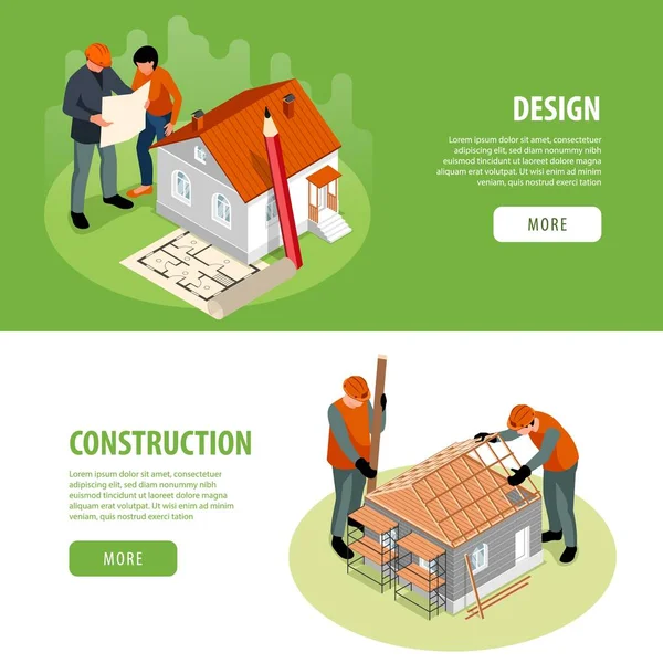 House Construction Banners Set — Stock Vector