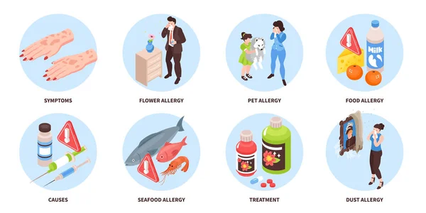 Alergia Causas Composiciones Redondas — Vector de stock