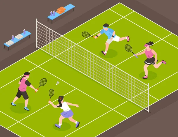Badminton Μικτή σύνθεση δίκλινα — Διανυσματικό Αρχείο