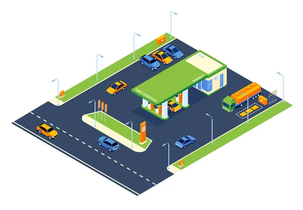 Composição do posto de gasolina — Vetor de Stock