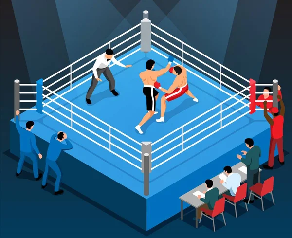 Torneo de Boxeo Composición Isométrica — Vector de stock