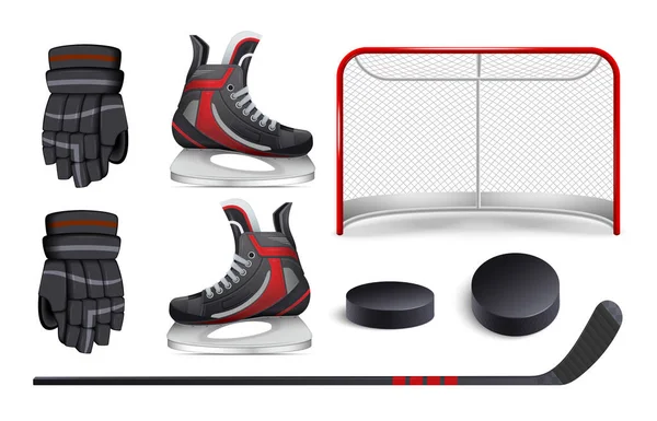 Ensemble de hockey réaliste — Image vectorielle