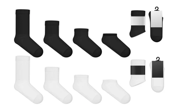 Fekete-fehér zokni reális készlet — Stock Vector