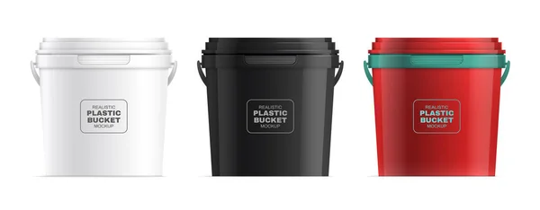 Realistic Plastic Bucket Color — Stock Vector
