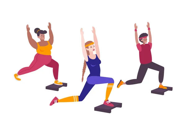 Groep Fitness Exercise Composition — Stockvector