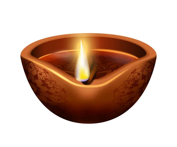 Composición de llama de vela Diwali — Vector de stock