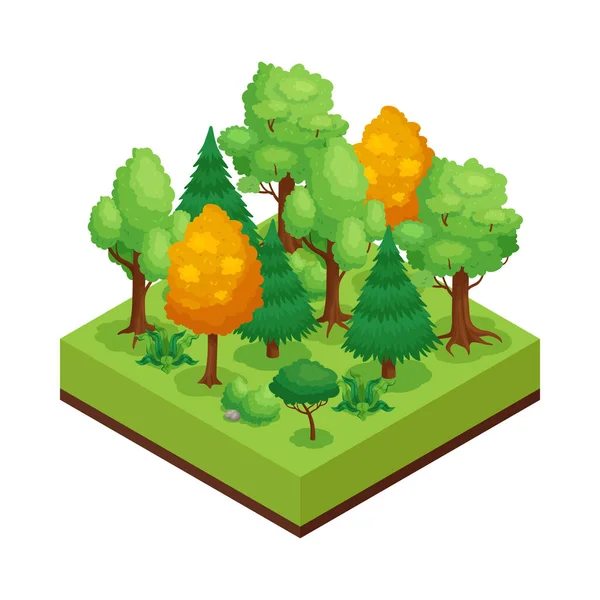 Isometric Wood Forest Composition — Stock Vector