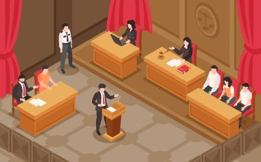 Hukuk ve Adalet Isometric Illustration