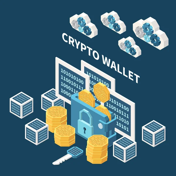 Komposisi Dompet Crypto - Stok Vektor