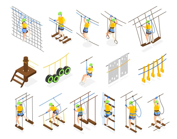 Parque de atividades ao ar livre Ícones isométricos —  Vetores de Stock