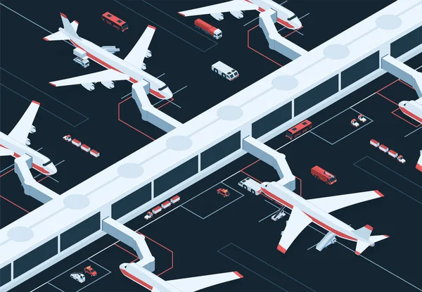 Komposisi Terminal Jets Bandara - Stok Vektor