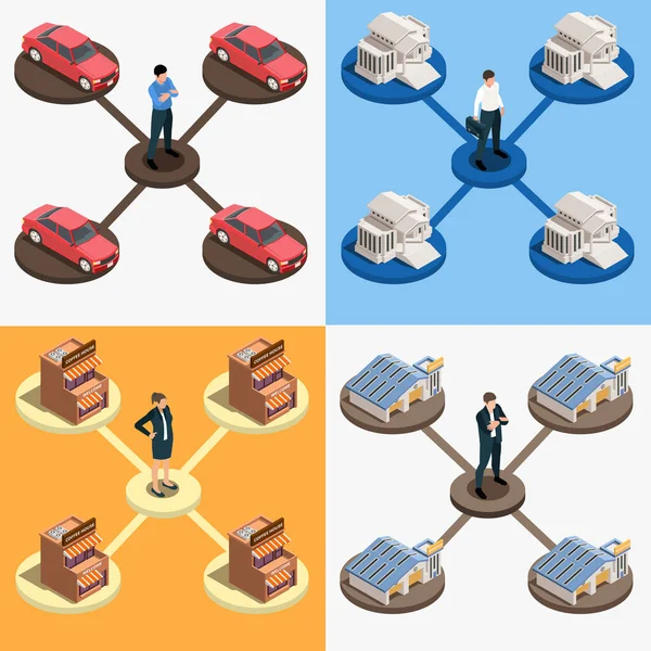 Conjunto de ícones isométricos de franquia —  Vetores de Stock