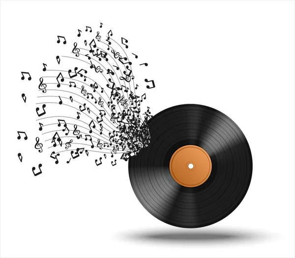 Vinyl Record Musik Realistisk sammansättning — Stock vektor