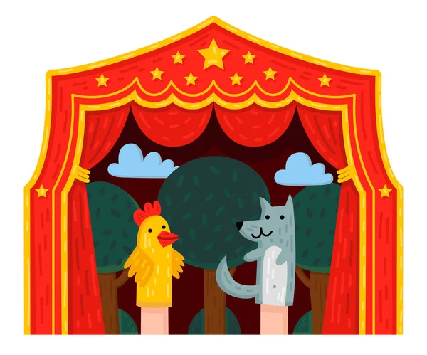 Marionnettes d'animaux Gants Composition — Image vectorielle