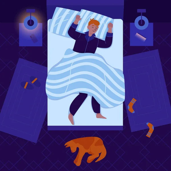 Ilustrasi manusia tidur - Stok Vektor