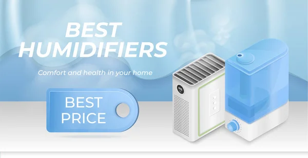 Realistyczny baner reklamowy Humidifier — Wektor stockowy