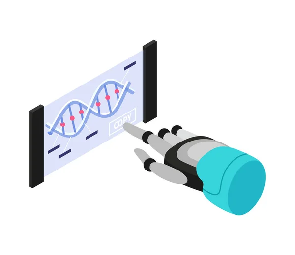 Robot Copying DNA Composition — Stock Vector