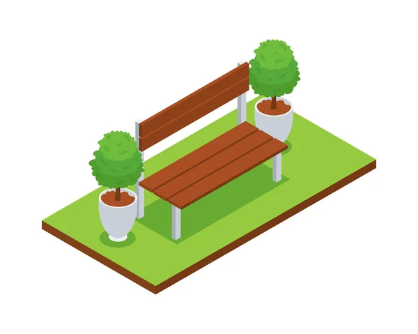 Park Bench Isometric Bileşimi — Stok Vektör