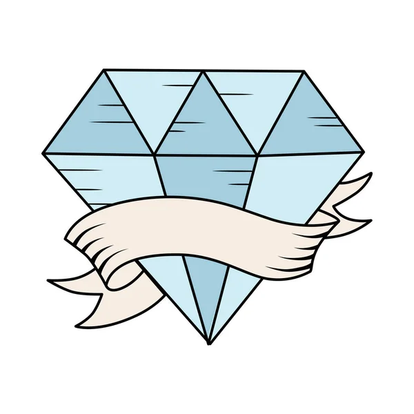 Composition de tatouage ruban diamant — Image vectorielle