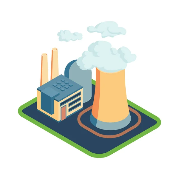 Isometric Power Plant Composition — Stock Vector