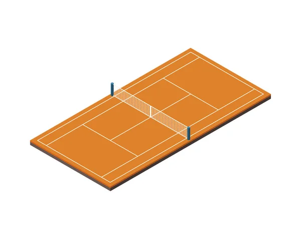 Isometrische Zusammensetzung des Tennisplatzes — Stockvektor