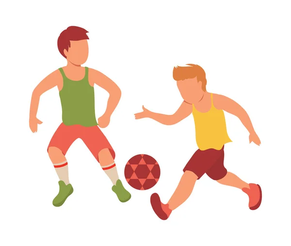 Kinderen spelen voetbal compositie — Stockvector