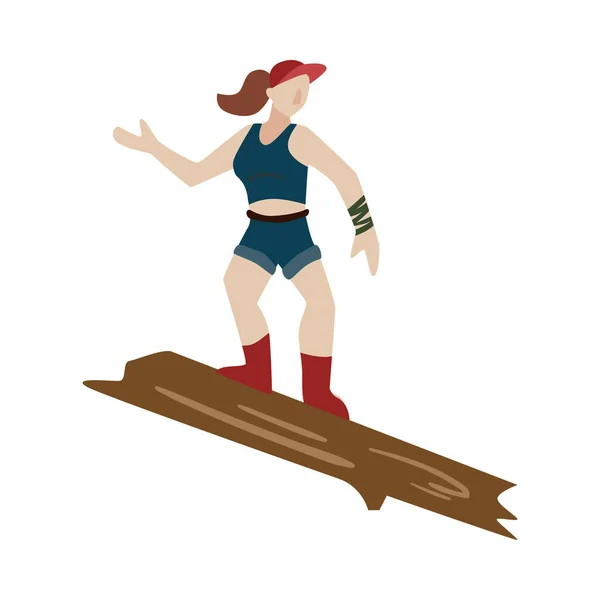 Mujer excursionista Camping Composición — Vector de stock