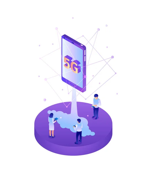 5G Flying Smartphone Samenstelling — Stockvector