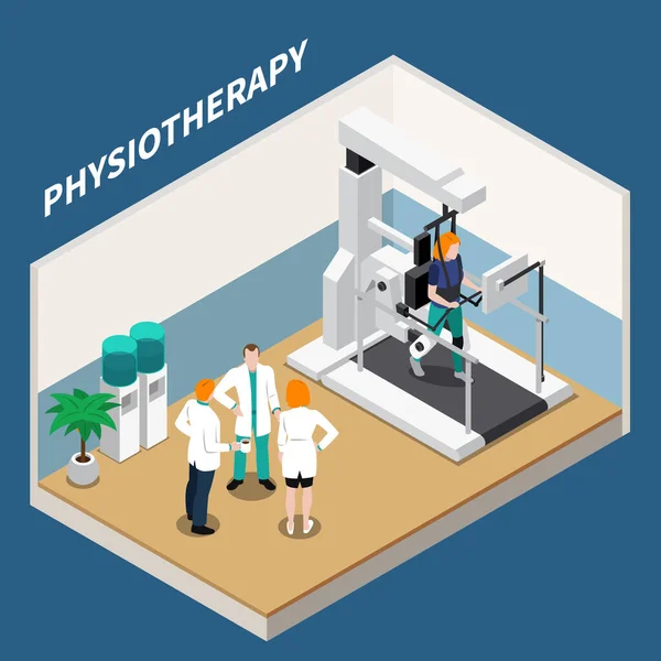 Physiotherapy Isometric Composition — Stock Vector