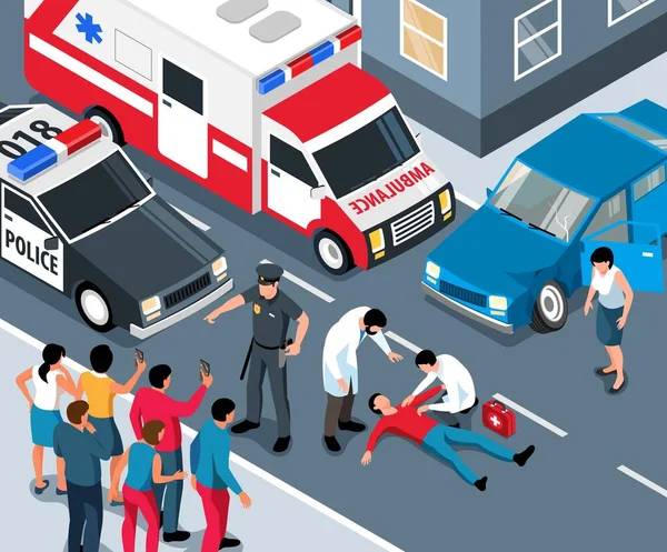 Composition de l'aide d'urgence rue — Image vectorielle