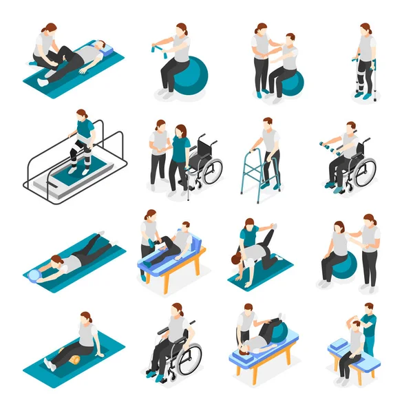 Physiotherapy And Rehabilitation Icons Set — Stock Vector