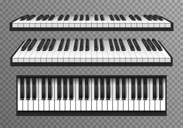 Gerçekçi Piyano Şeffaf Set — Stok Vektör