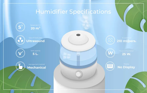 Composizione infografica realistica umidificatore — Vettoriale Stock