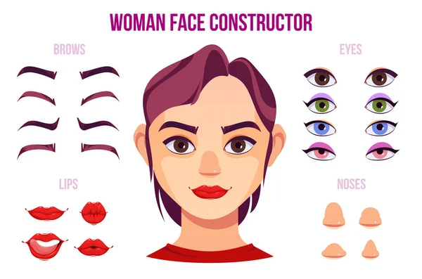 女性面部构造师元素 — 图库矢量图片