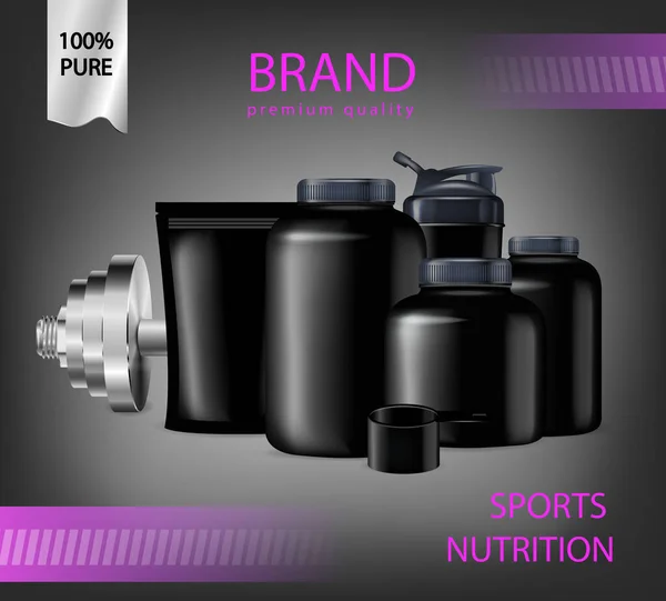 Composition d'emballage de nutrition sportive — Image vectorielle