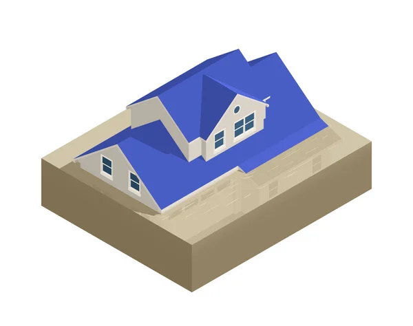 Overstromingswater Isometrische samenstelling — Stockvector