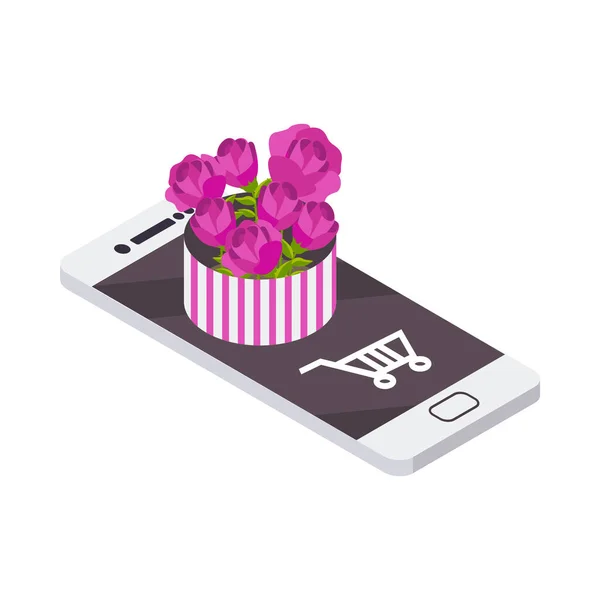 Online blommor Presentsammansättning — Stock vektor