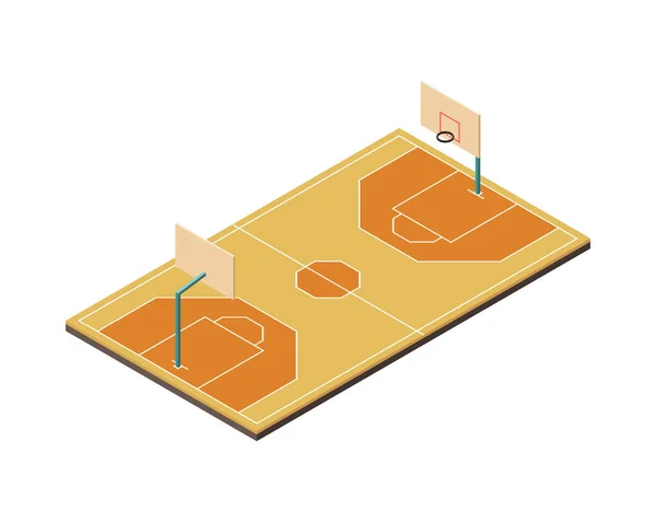 Basketbalové hřiště Izometrická kompozice — Stockový vektor