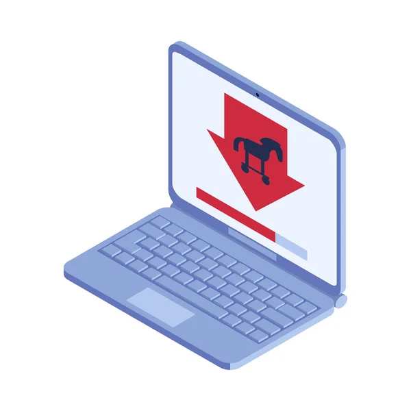 Laptop Trojan Baixar Composição — Vetor de Stock