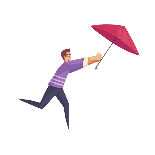 Catching Umbrella Weather Composition — Stock Vector
