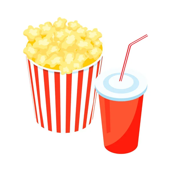 Cinema Popcorn Drink Composition — Stock Vector