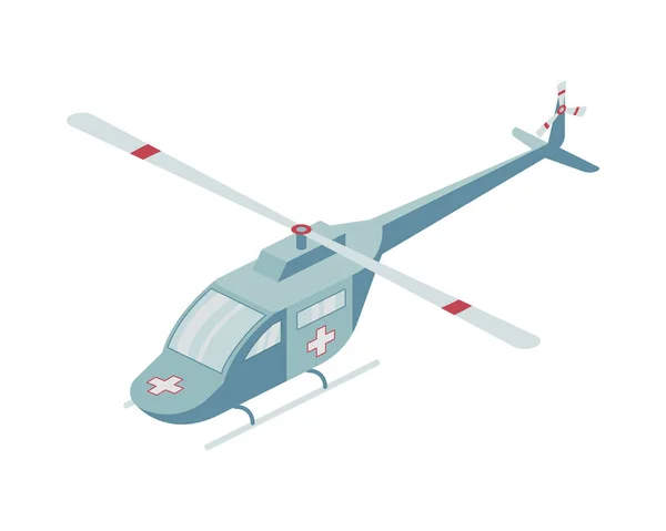 Composition isométrique de l'hélicoptère ambulancier — Image vectorielle