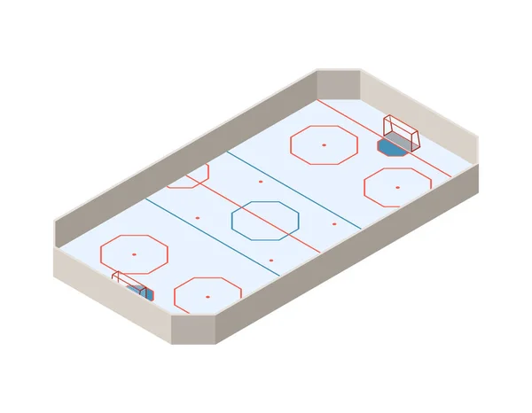 Composizione isometrica del campo da hockey su prato — Vettoriale Stock