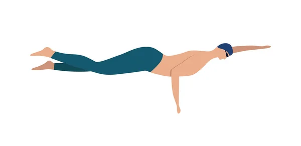 Schwimmen Mann horizontale Zusammensetzung — Stockvektor