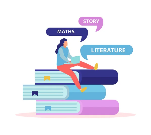 Composición de los temas de educación en línea — Vector de stock