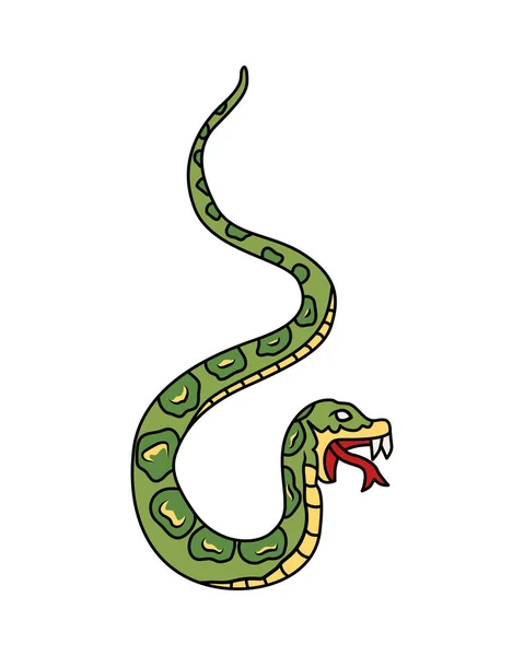 Composición de tatuaje de serpiente Vintage — Vector de stock