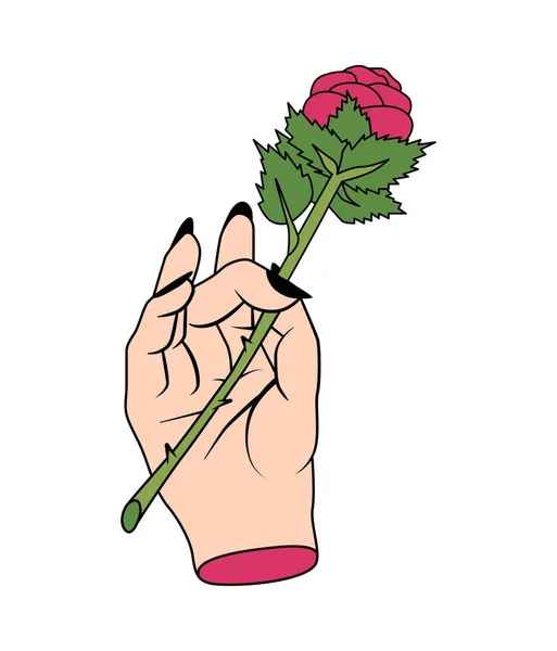 Hand Flower Tattoo Composition — Stock Vector