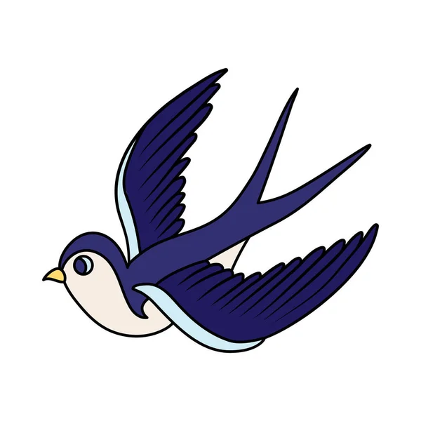 Composición de tatuaje de pájaro volador — Vector de stock